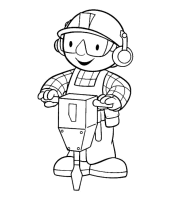 A coloring page of bob the builder